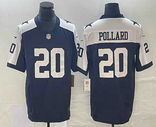 Men & Women & Youth Dallas Cowboys #20 Tony Pollard Navy Blue Thanksgiving 2023 F.U.S.E. Vapor Limited Stitched Jersey